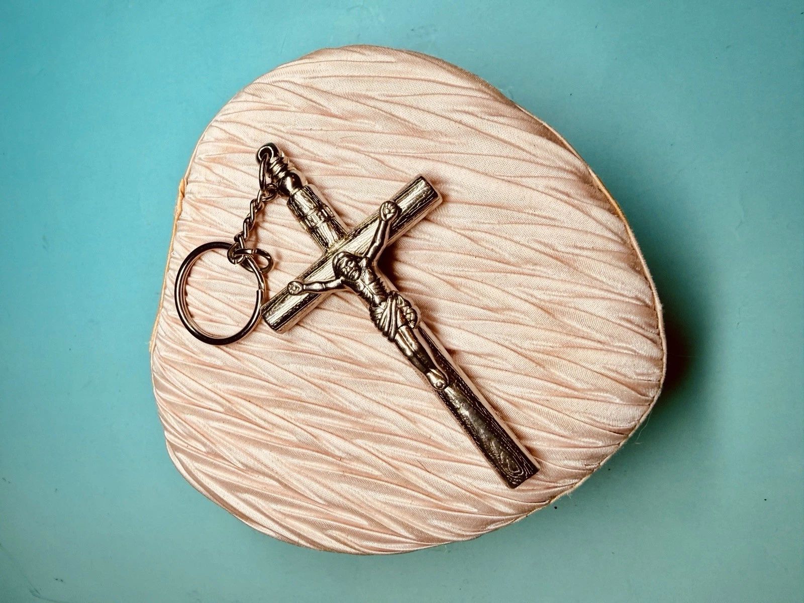 Vintage Whistle Crucifix Keychain | Metal Cross | Religious EDC