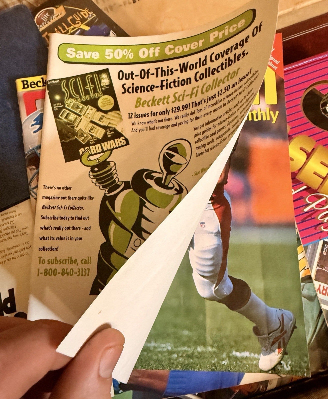 5 Beckett Sports Magazines Lot Elway Sanders Moss McGwire 1998–19994