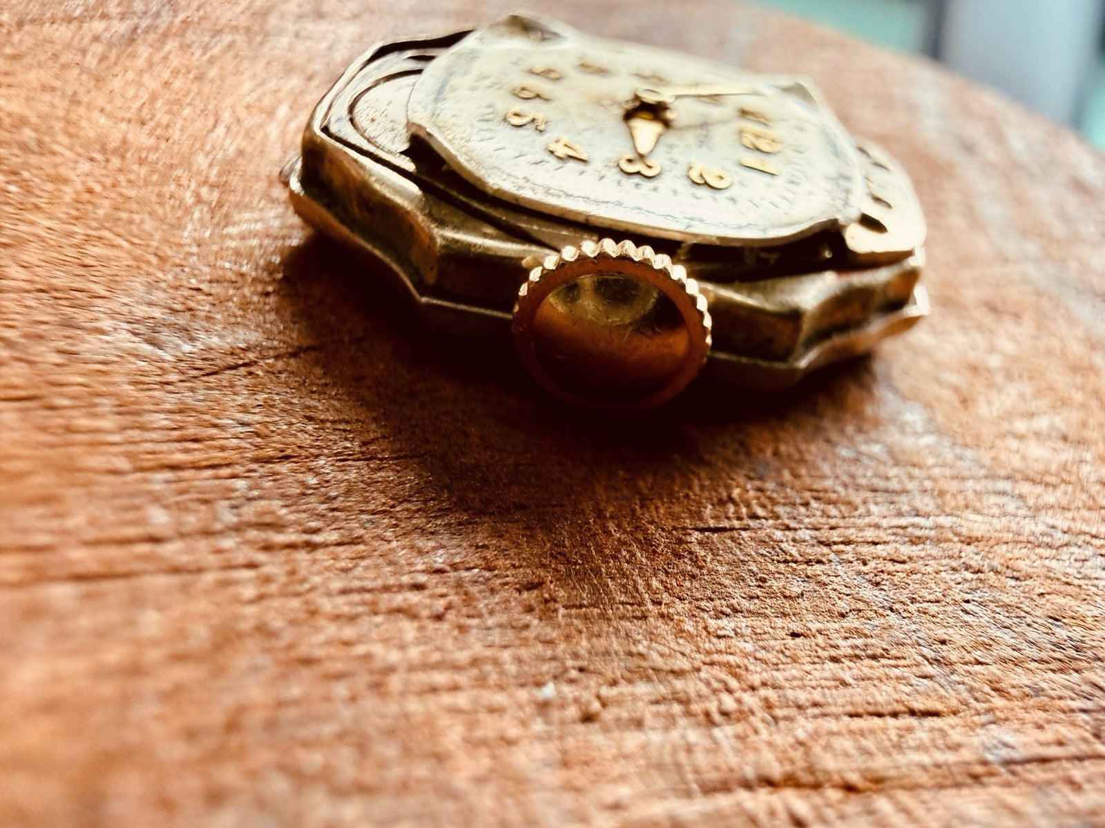 Antique Haverne Swiss Watch Movement w Dial & Caseback 7 Jewels RUNS STRONG6
