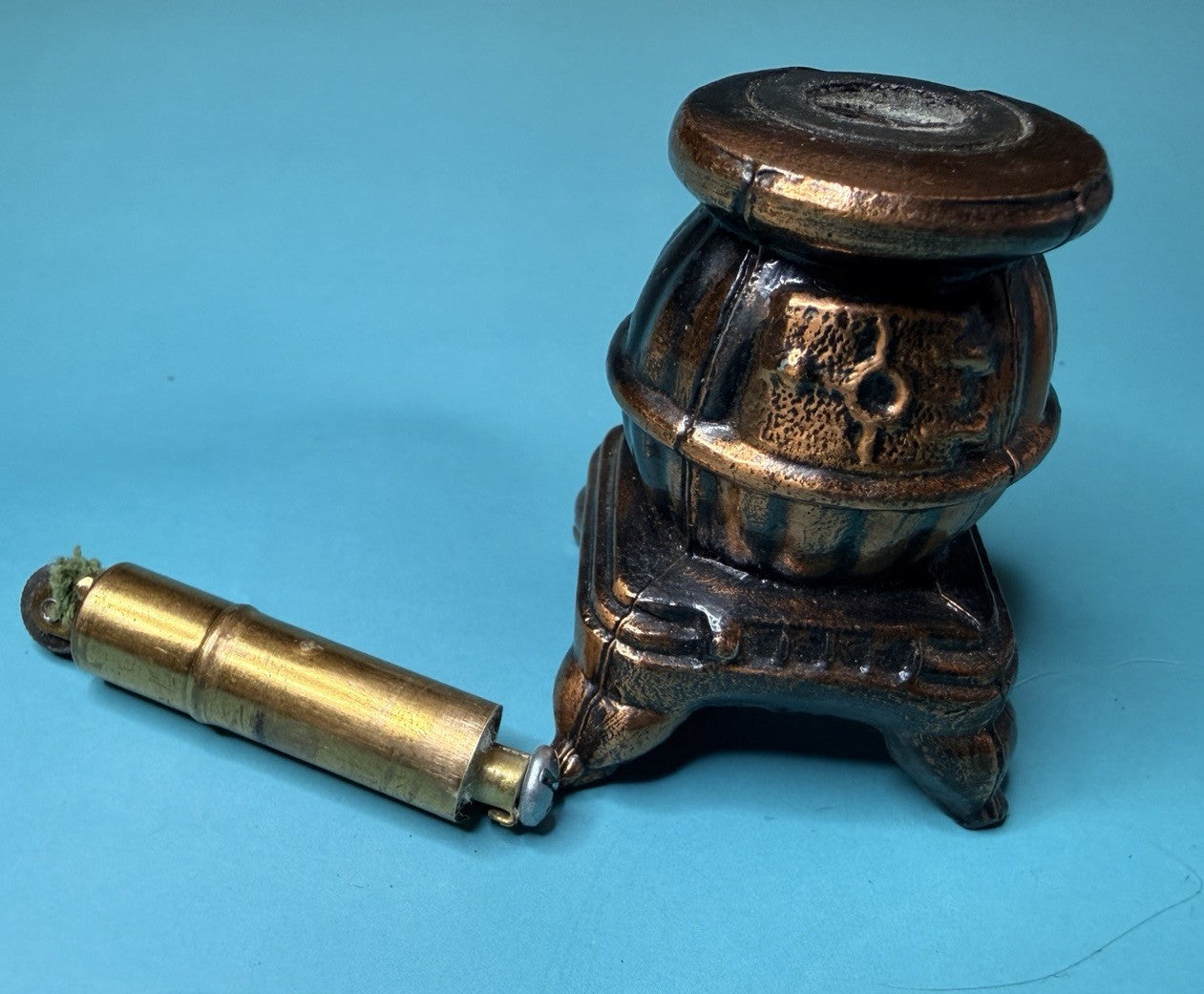 Vintage Table Lighter w/ Weston NY Brass Insert Mid Century Modern Atomic4