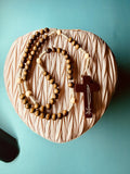 Handcrafted Wooden Rosary w/ Wood Cross & Corded Beads – Catholic Prayer0