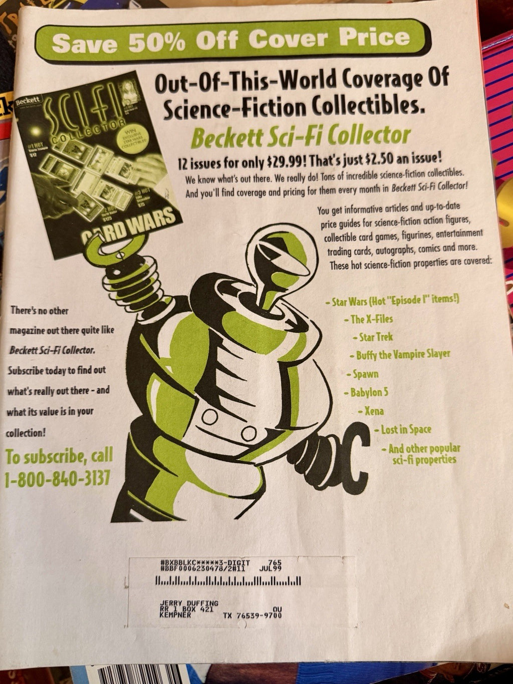 5 Beckett Sports Magazines Lot Elway Sanders Moss McGwire 1998–19995