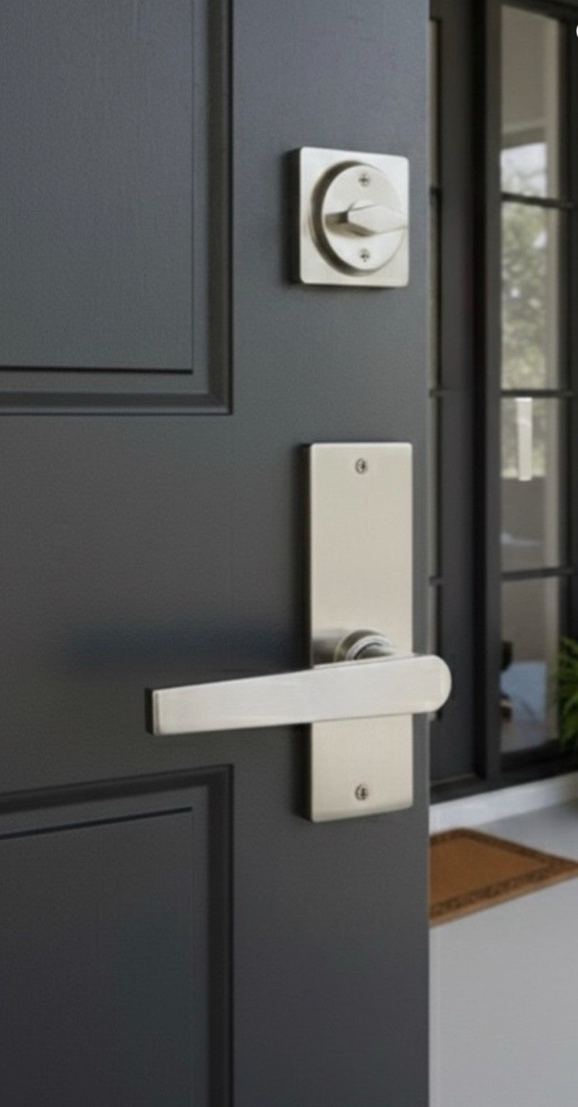 Weiser Lock Modern Kim Entry Handleset Deadbolt Satin Nickel LI7410 TKC New Box0