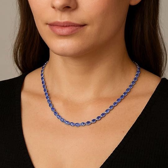 Rare Tanzanite Gemstone Necklace | Solid .925 Sterling Silver | Rhodium Finish0