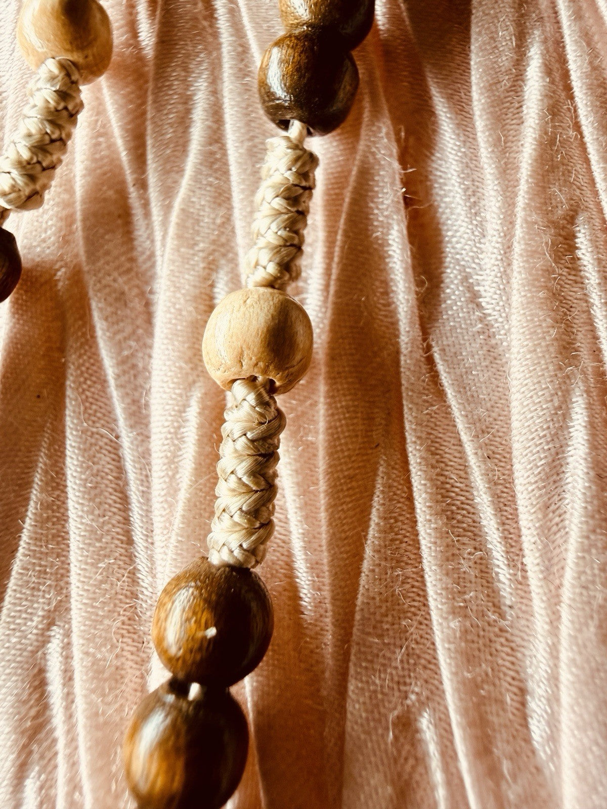 Handcrafted Wooden Rosary w/ Wood Cross & Corded Beads – Catholic Prayer4