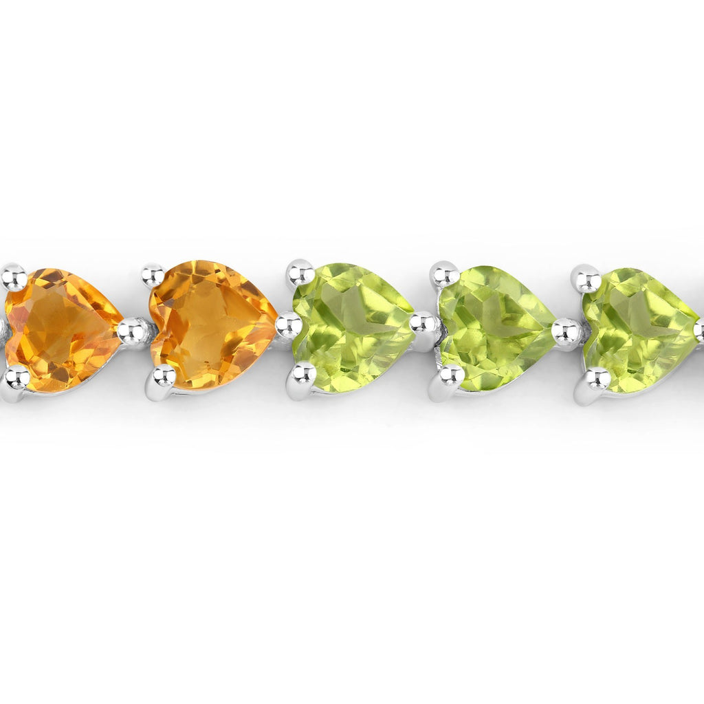 Beautiful Heart Shaped Multi Gemstone .925 Sterling Silver Bracelet10