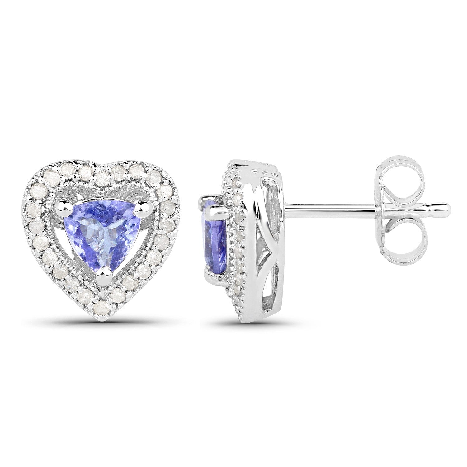 Elegant Tanzanite & Diamond Earrings – Solid Sterling Silver – Fine Jewelry Stud1