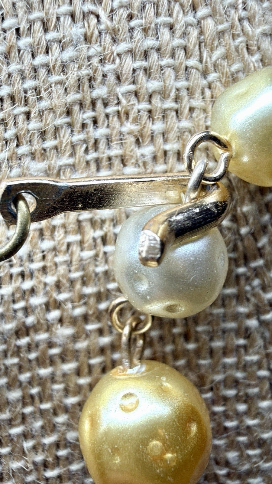 Japan Faux Pearl Necklace & Clip-On Earrings Set | Champagne Gold | High-End9