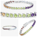 Beautiful Heart Shaped Multi Gemstone .925 Sterling Silver Bracelet0