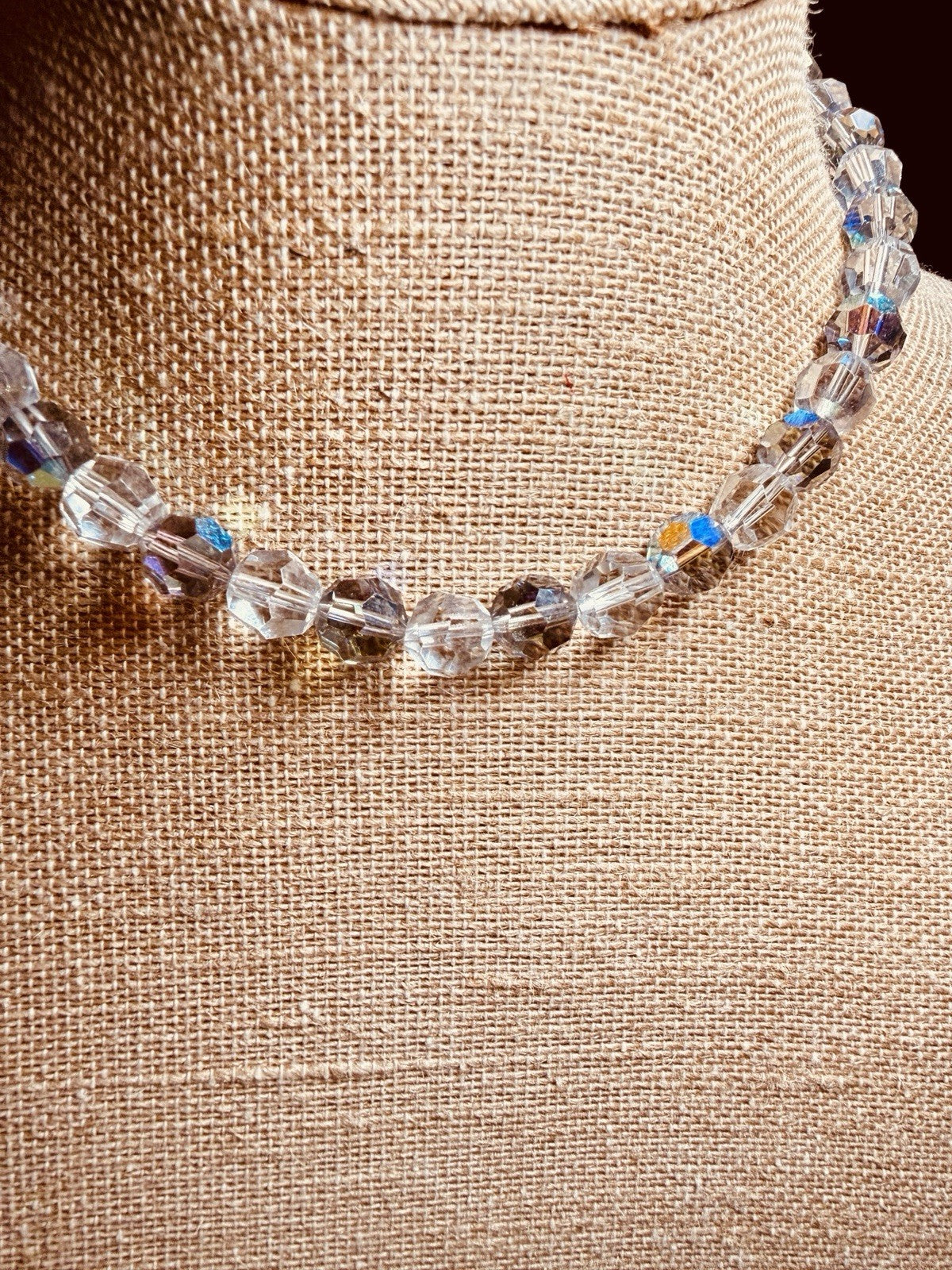 Vintage Aurora Borealis Czech Crystal Necklace | Mid-Century Prismatic Glow4