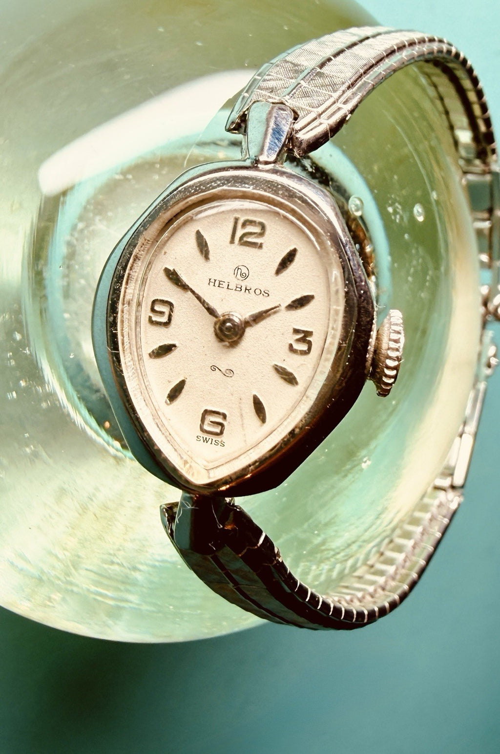 Antique Helbros Swiss Ladies Watch 7 Jewel Teardrop Case Art Deco c.194014