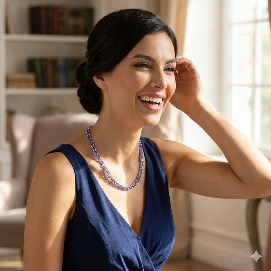 Rare Tanzanite Gemstone Necklace | Solid .925 Sterling Silver | Rhodium Finish4