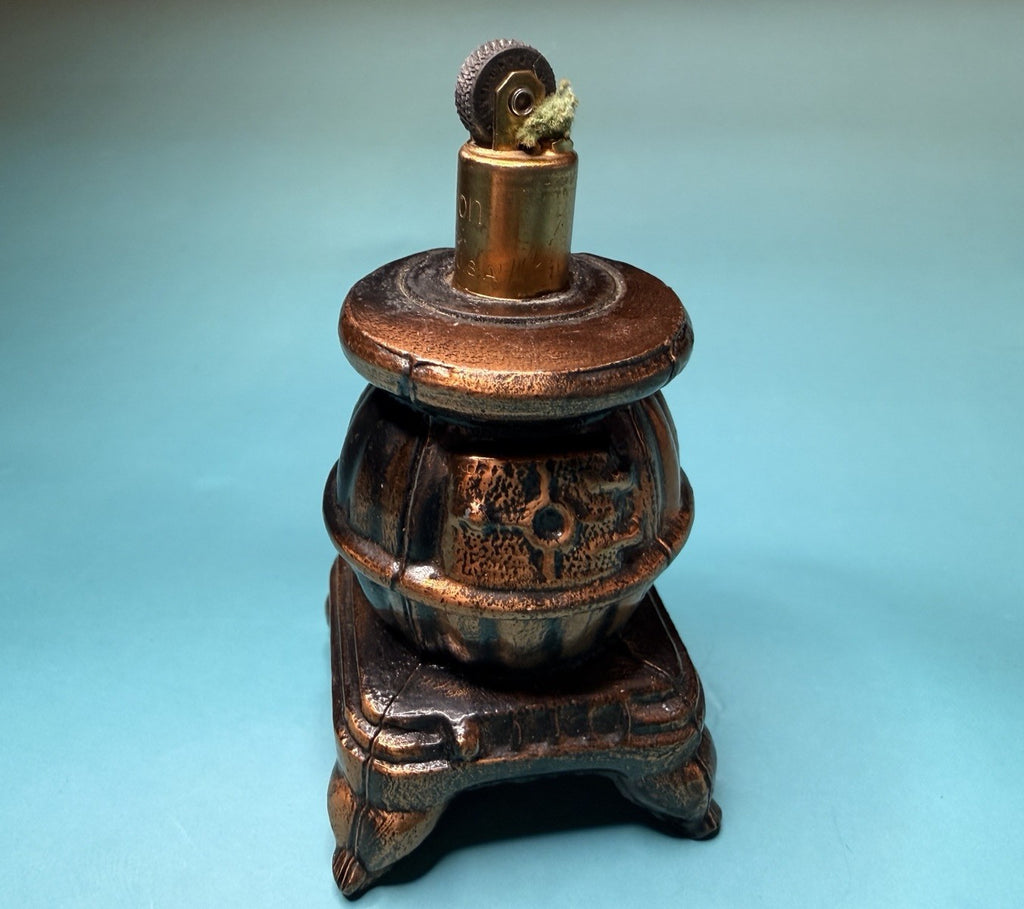 Vintage Table Lighter w/ Weston NY Brass Insert Mid Century Modern Atomic1