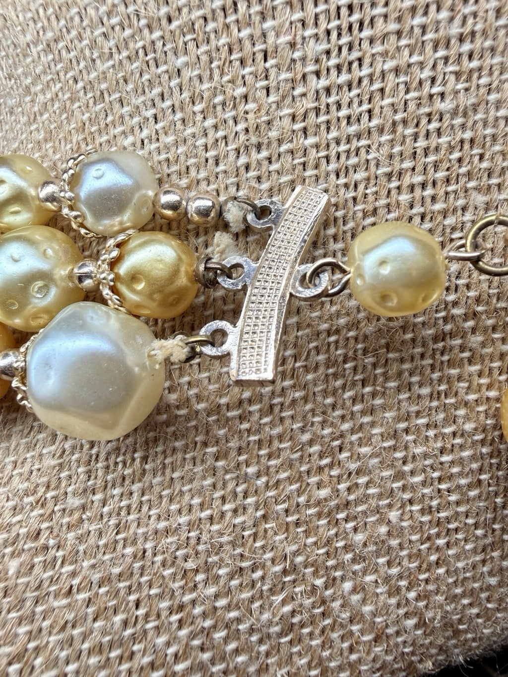 Japan Faux Pearl Necklace & Clip-On Earrings Set | Champagne Gold | High-End10