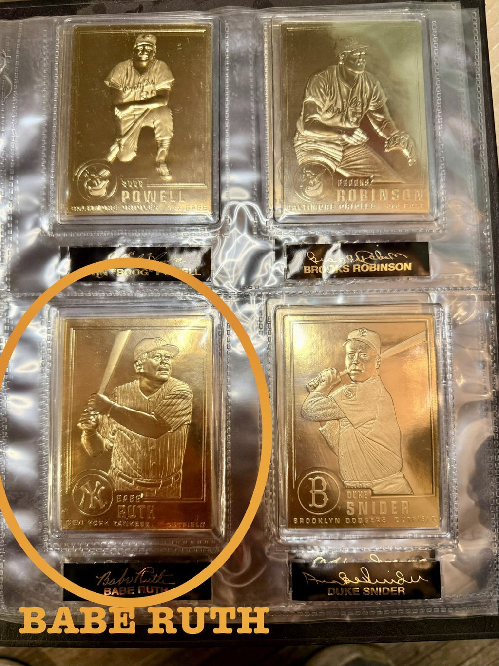 Danbury Mint 22KT Gold Baseball Cards Babe Ruth Ty Cobb HOF Legends Binder0
