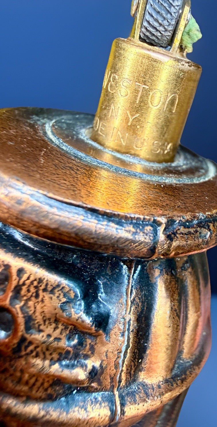 Vintage Table Lighter w/ Weston NY Brass Insert Mid Century Modern Atomic14
