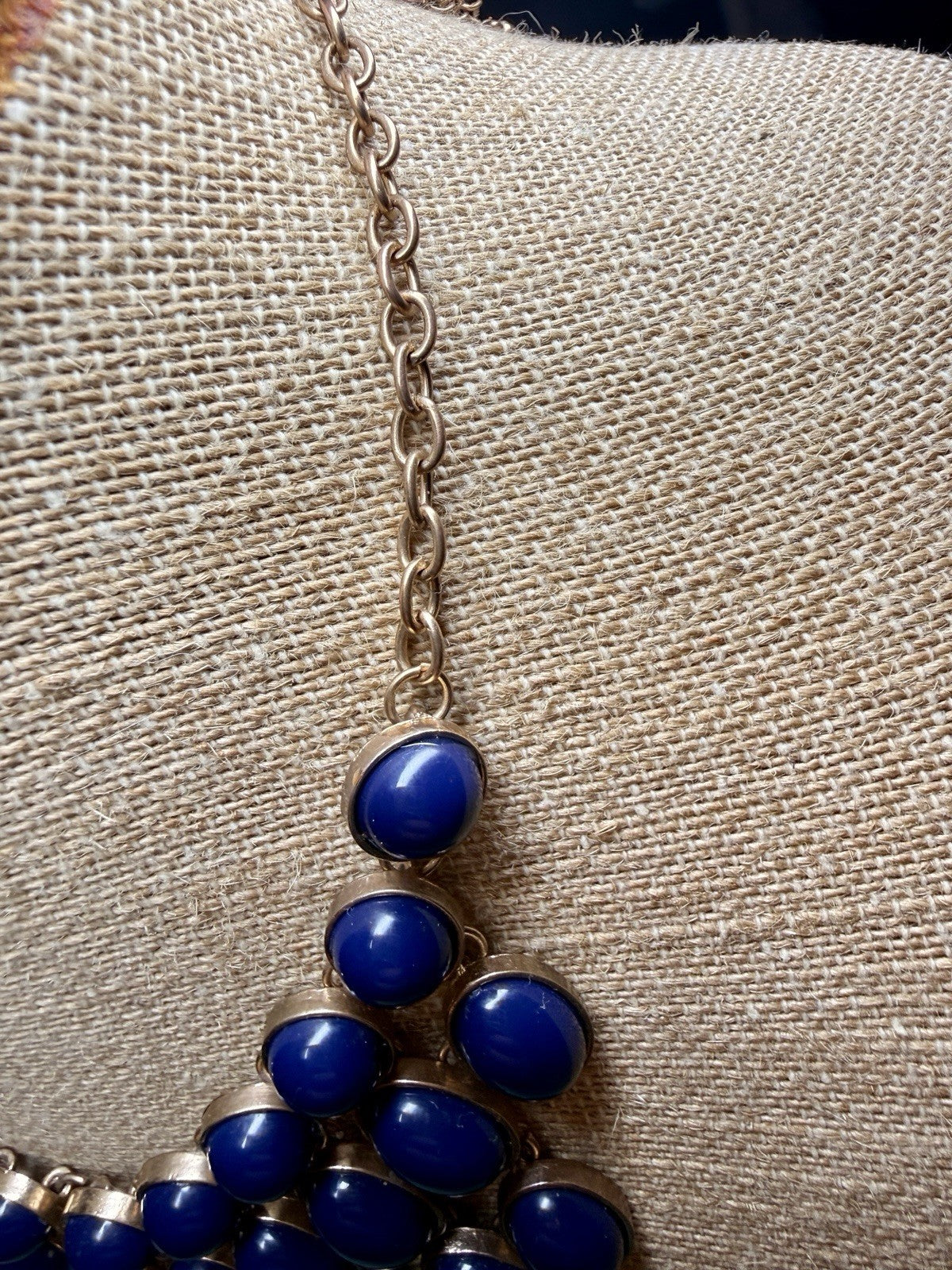 Vintage Cobalt Blue Cabochon Statement Necklace5