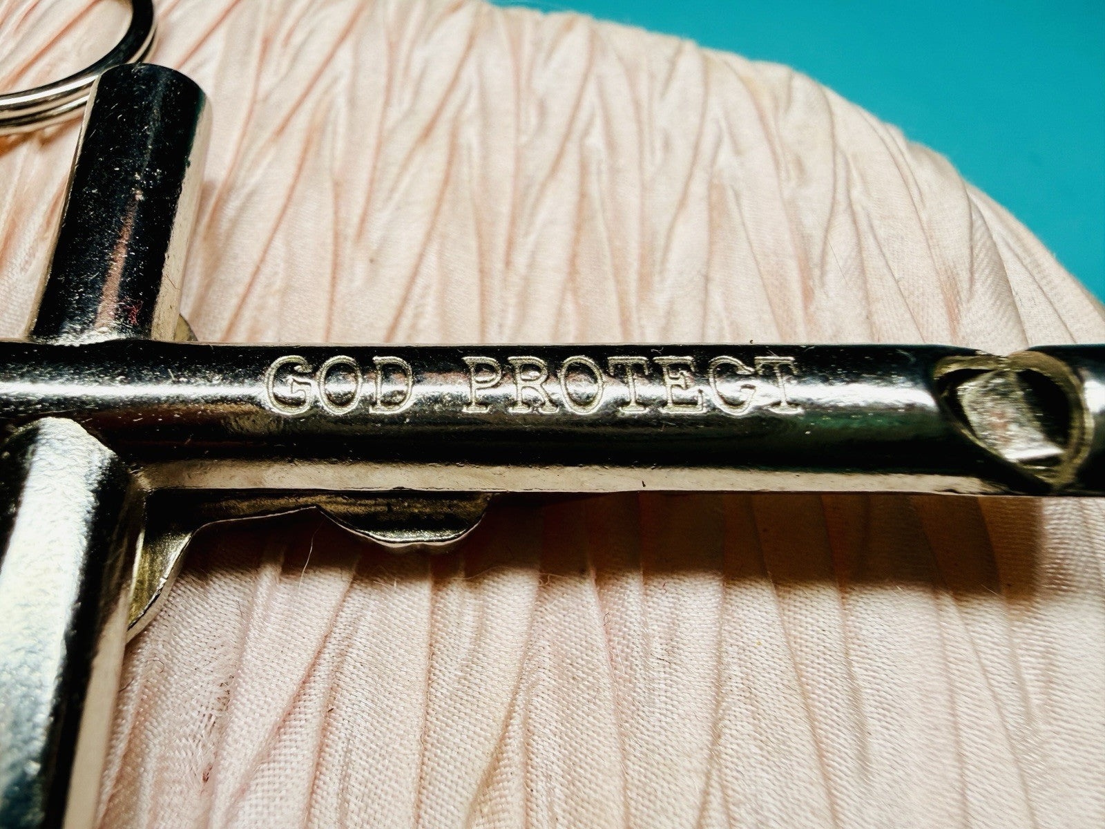 Vintage Whistle Crucifix Keychain | “God Protect” Metal Cross | Religious EDC4