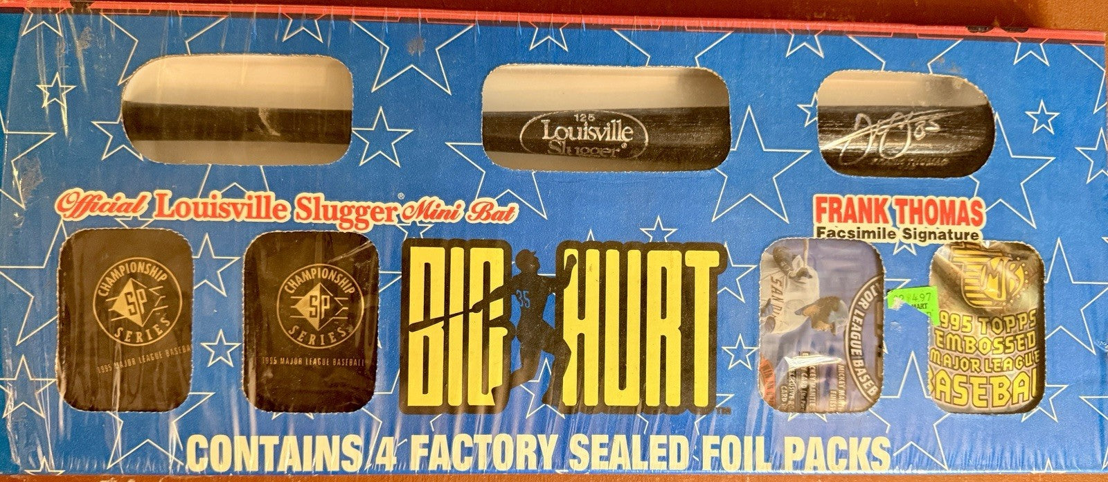 1996 Big Hurt Frank Thomas Louisville Slugger Mini Bat Card Box Sealed Packs0