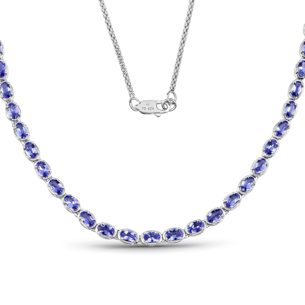 Rare Tanzanite Gemstone Necklace | Solid .925 Sterling Silver | Rhodium Finish1