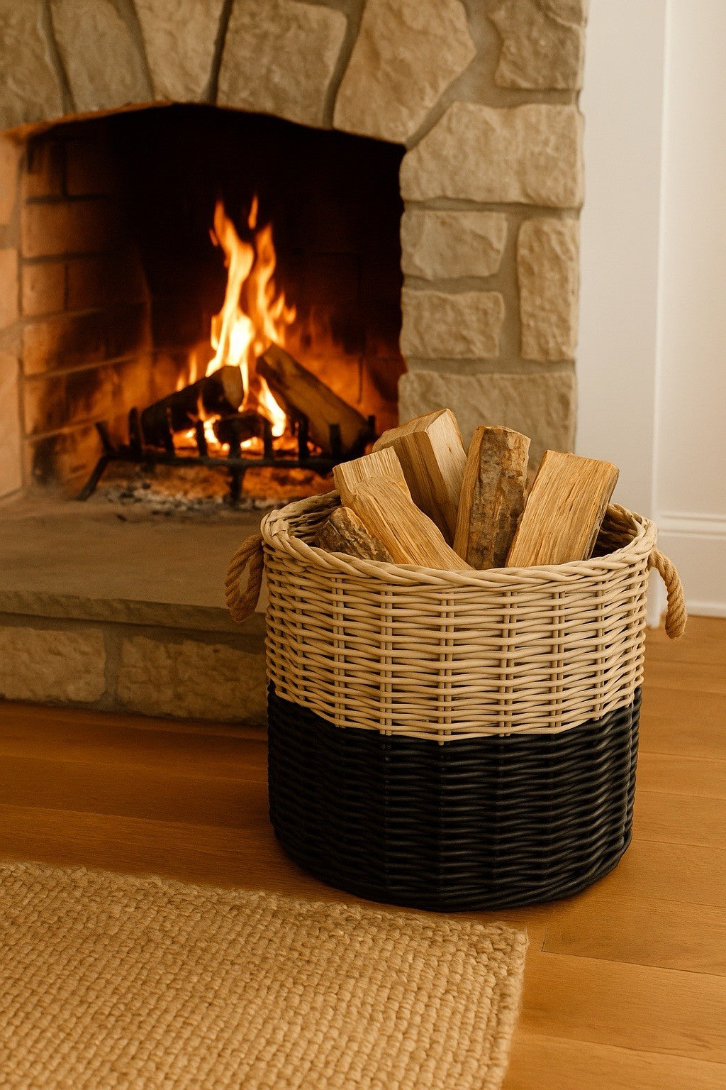 Handmade Willow Basket Set 3pc Black Dipped Rustic Farmhouse Storage Decor6