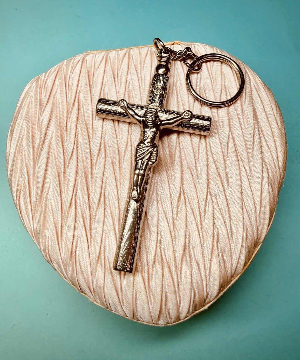 Vintage Whistle Crucifix Keychain | “God Protect” Metal Cross | Religious EDC0