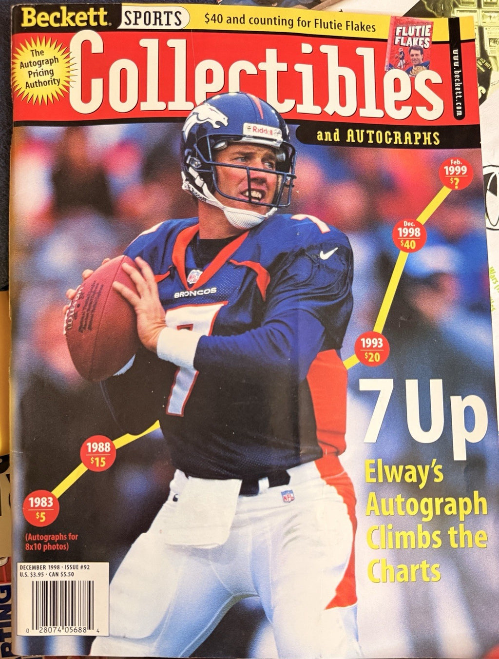 5 Beckett Sports Magazines Lot Elway Sanders Moss McGwire 1998–19997