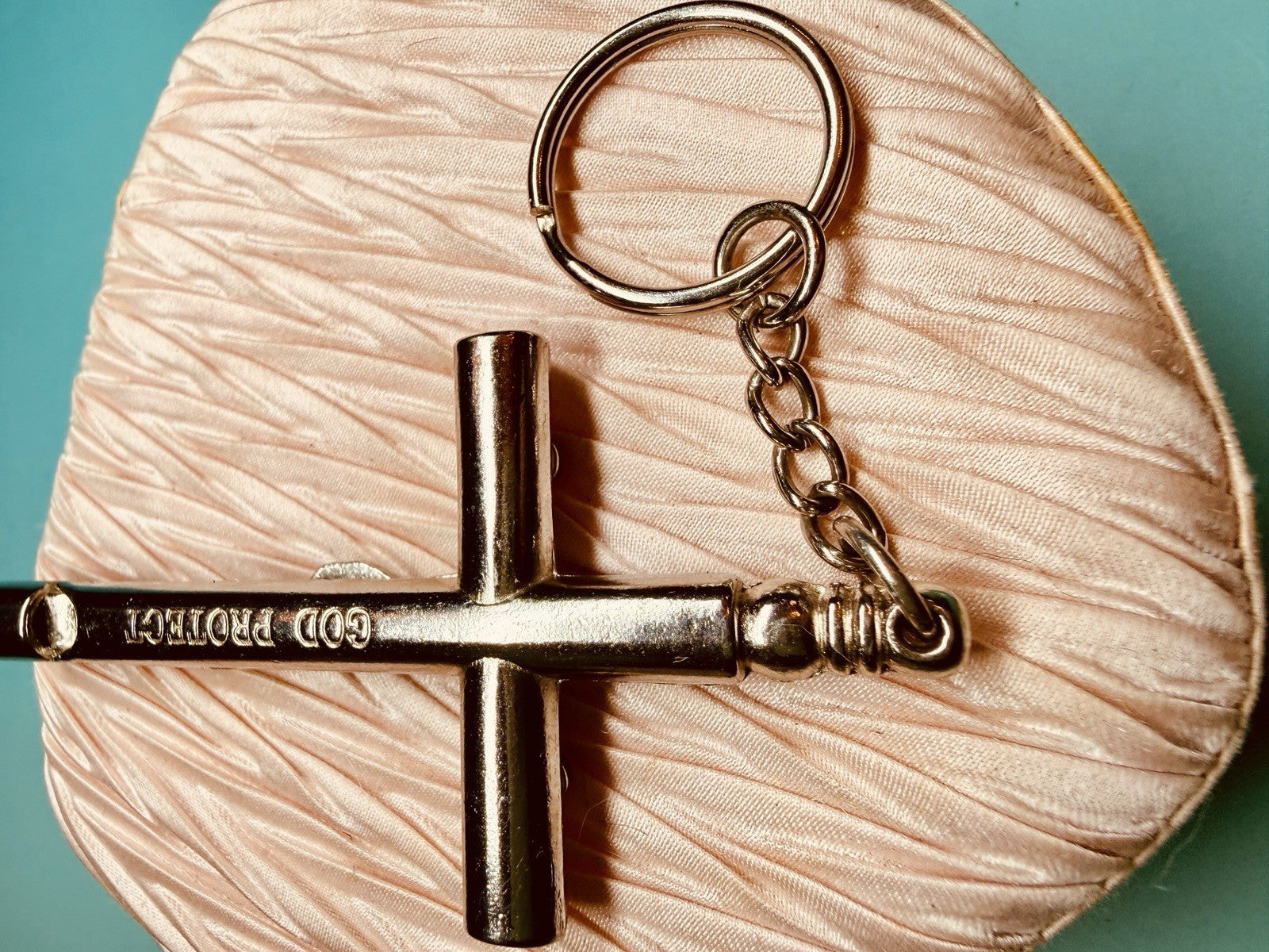Vintage Whistle Crucifix Keychain | “God Protect” Metal Cross | Religious EDC10