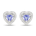 Elegant Tanzanite & Diamond Earrings – Solid Sterling Silver – Fine Jewelry Stud0
