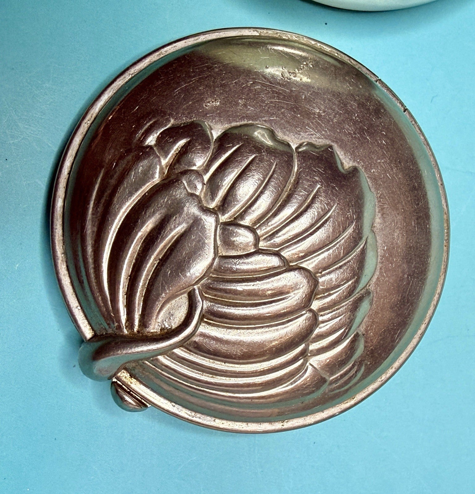 Vintage Silver Tone Floral Powder Compact Mirror Daffodil Art Nouveau6