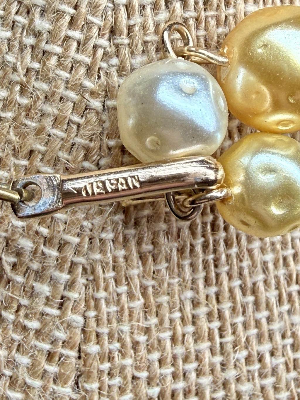 Japan Faux Pearl Necklace & Clip-On Earrings Set | Champagne Gold | High-End15