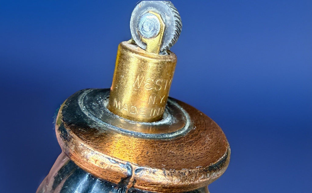 Vintage Table Lighter w/ Weston NY Brass Insert Mid Century Modern Atomic15
