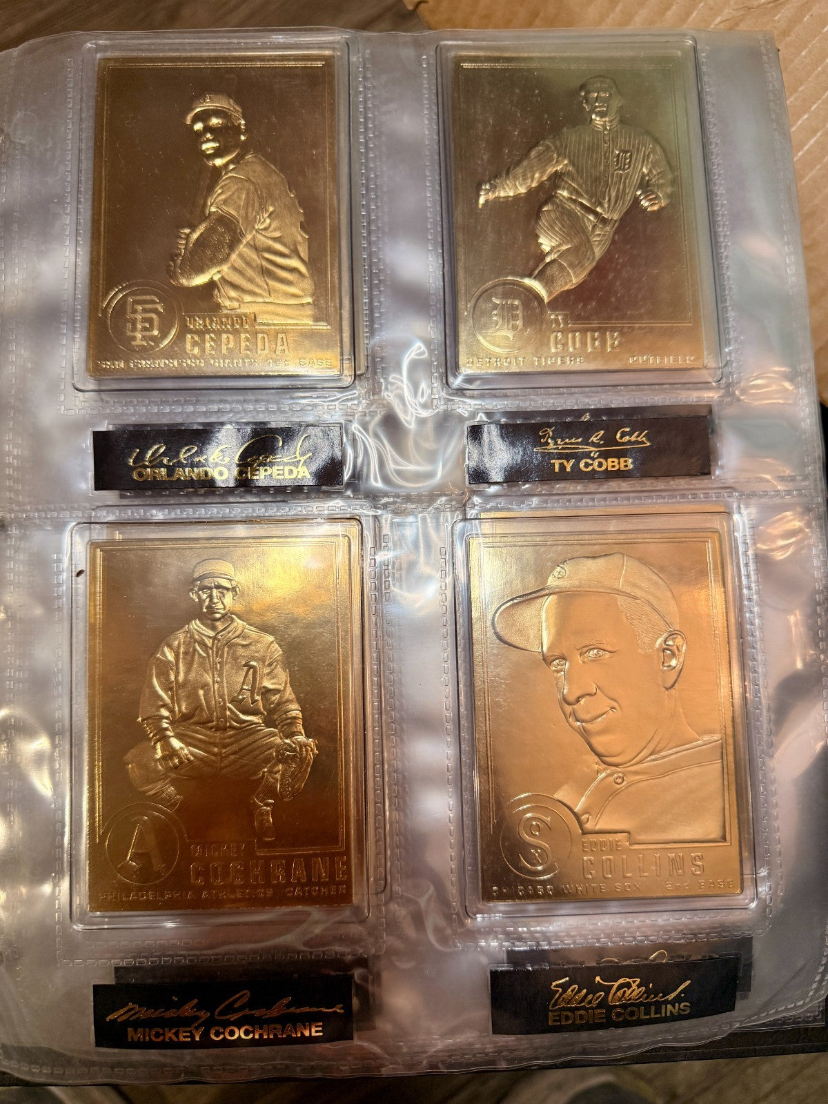 Danbury Mint 22KT Gold Baseball Cards Babe Ruth Ty Cobb HOF Legends Binder7