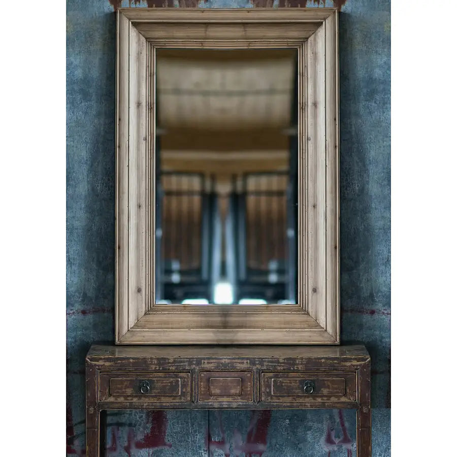 Large Rustic Pine Framed Wall Mirror Vintage Farmhouse Rectangle Mirror 35 X 55
