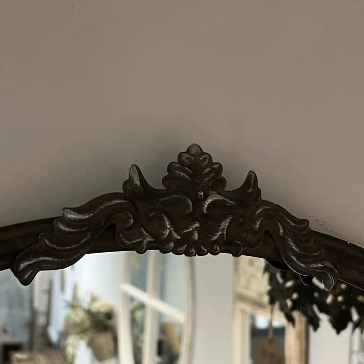 Vintage-Style Arched Iron Frame Mirror – Ornate Estate Wall Décor – 17" x 29"