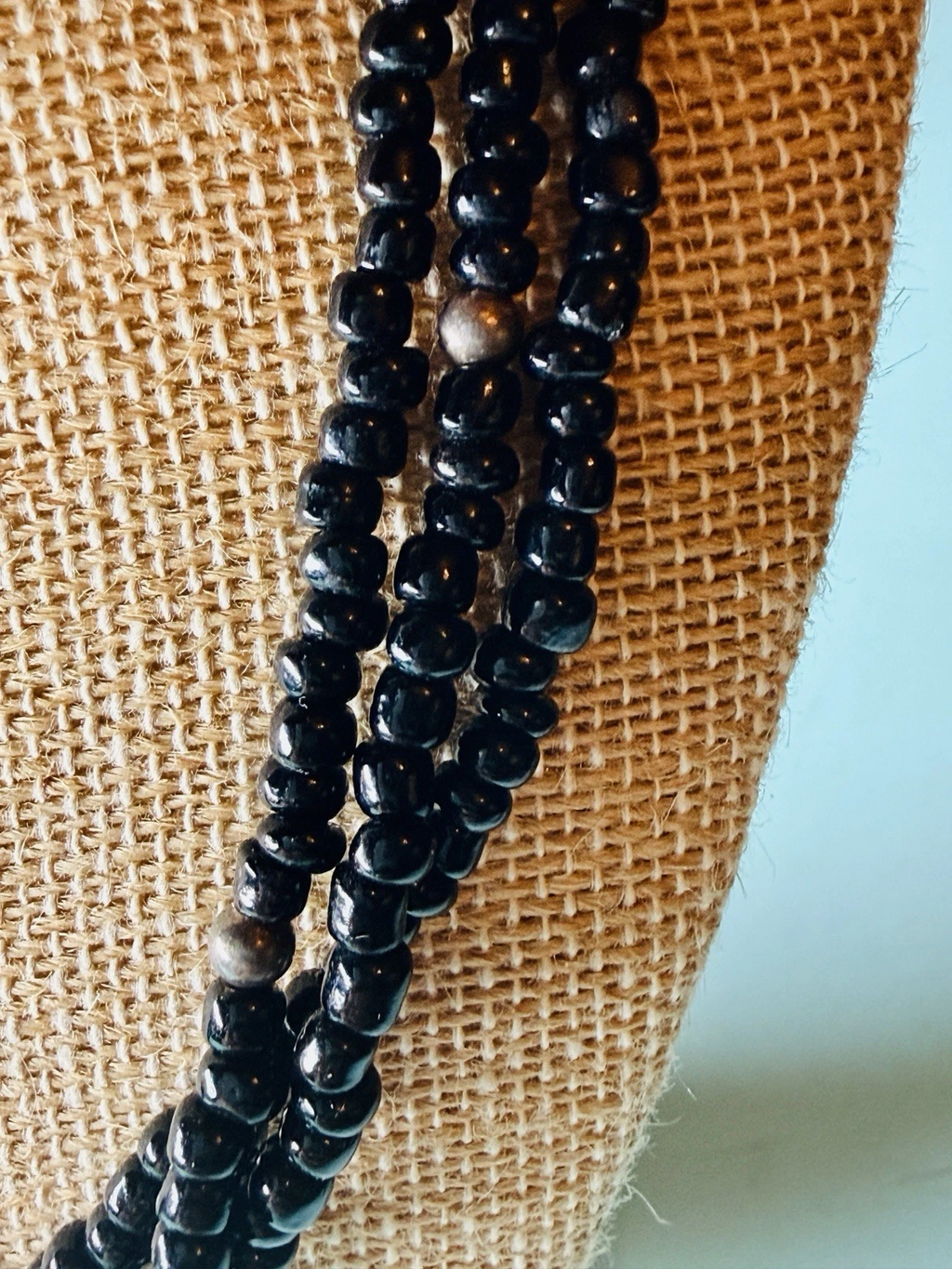 Antique Jet Necklace – Triple Strand | 925 Sterling Silver | Victorian Era Mourning Jewelry