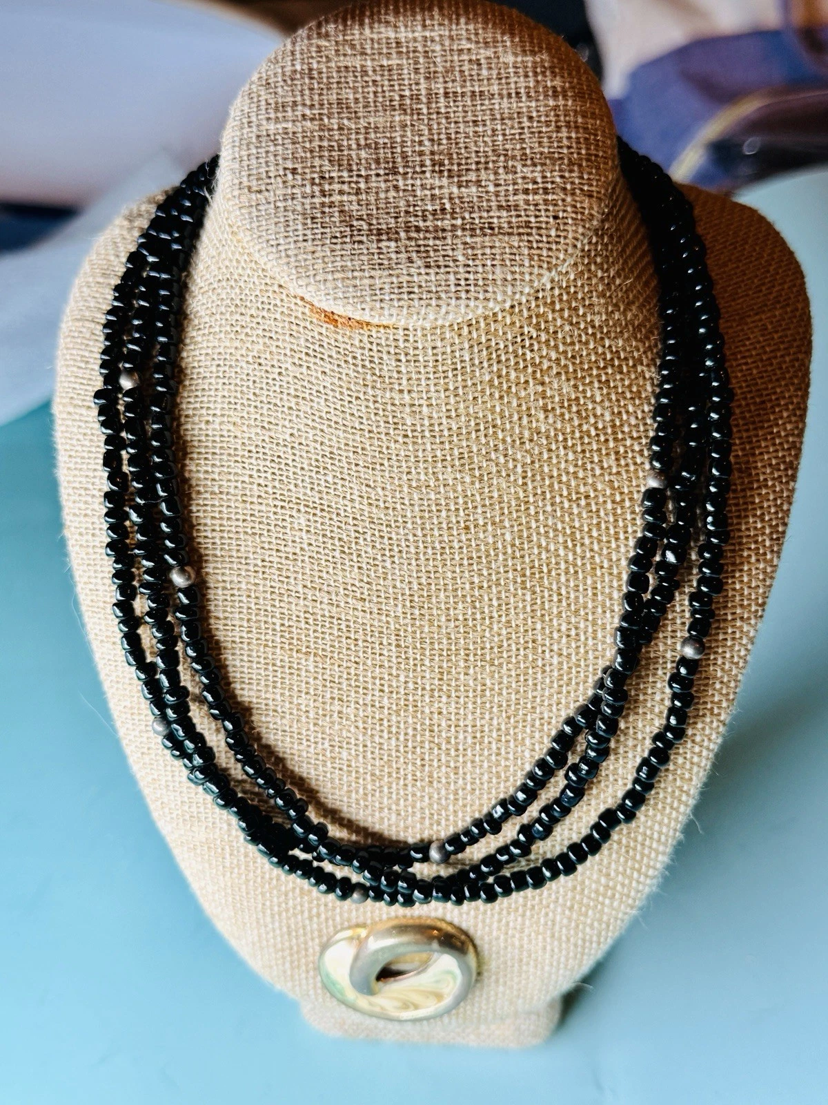 Antique Jet Necklace – Triple Strand | 925 Sterling Silver | Victorian Era Mourning Jewelry