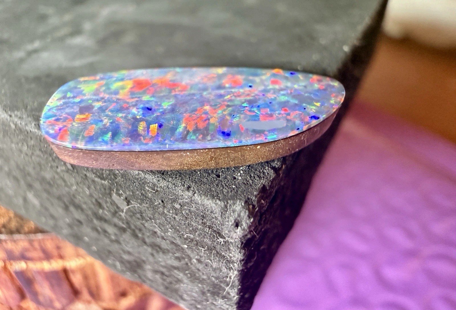 Australian Opal Doublet – Electric Multicolor Fire – Freeform Cabochon for Custom Jewelry
