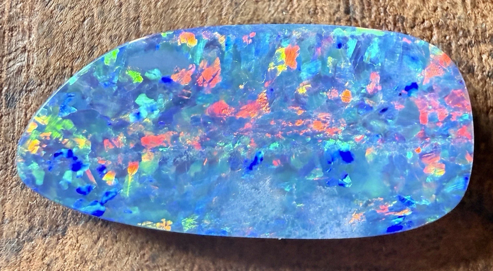 Australian Opal Doublet – Electric Multicolor Fire – Freeform Cabochon for Custom Jewelry
