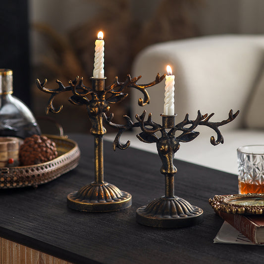 Antique Brass Tone Deer Jewelry Stand Holder Necklace Organizer