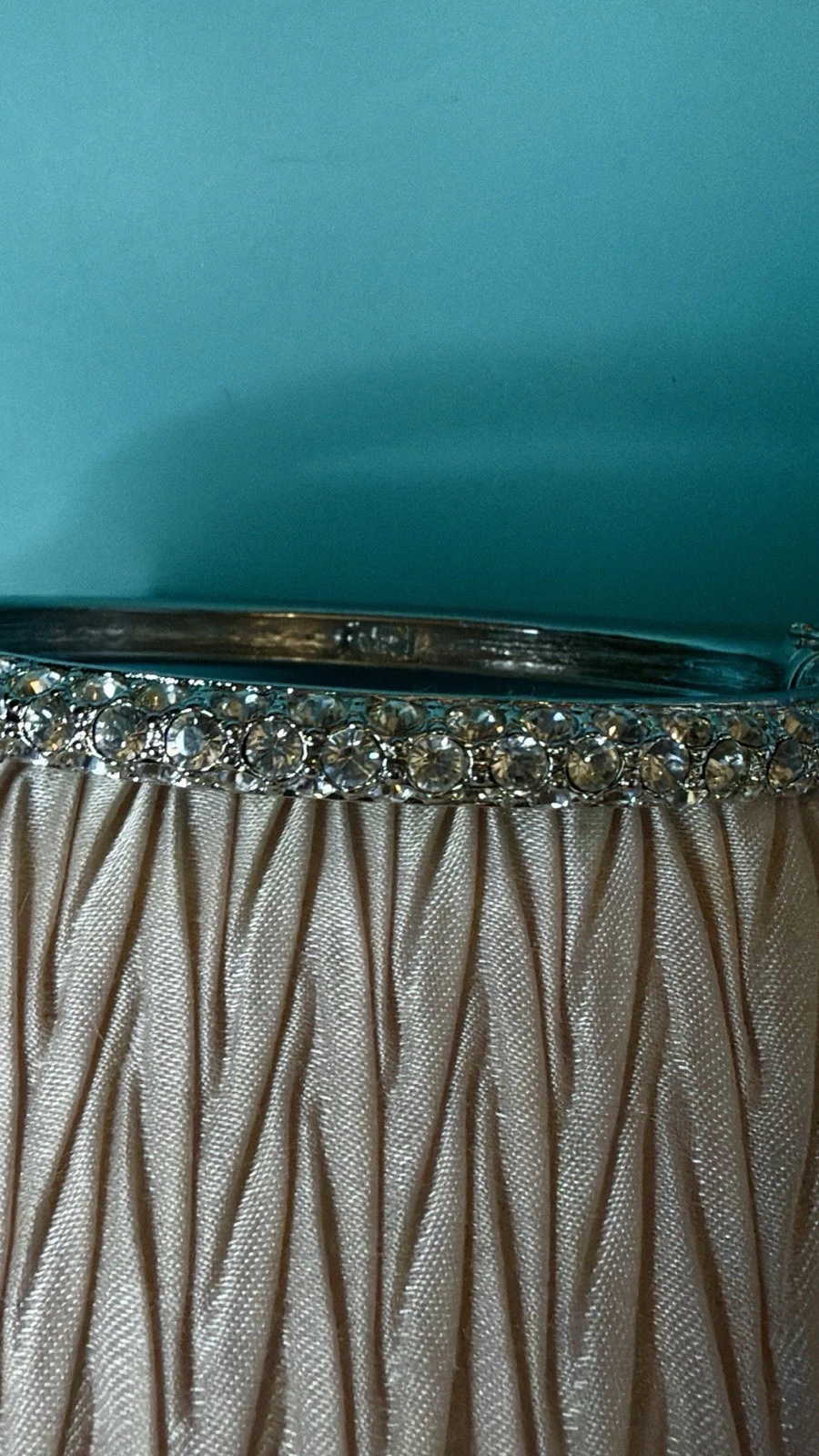 Joan Rivers Silver Tone Crystal Hinged Bangle Bracelet – 7.5”