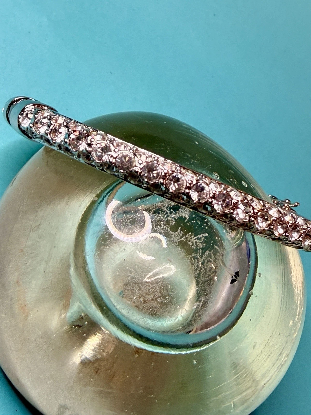 Joan Rivers Silver Tone Crystal Hinged Bangle Bracelet – 7.5”
