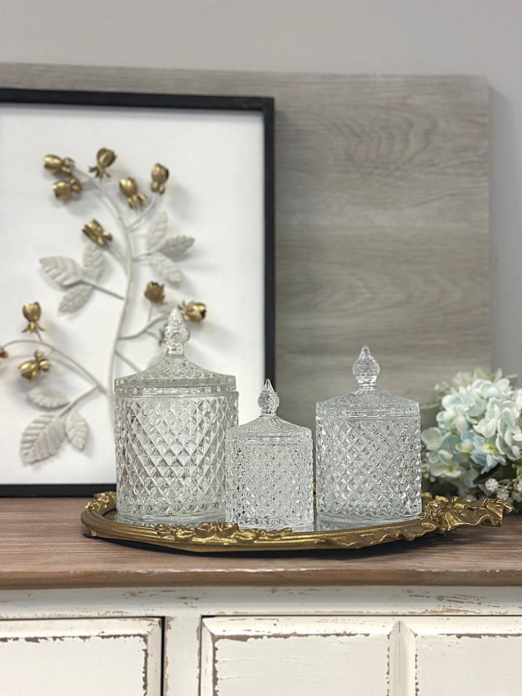 Diamond-Cut Glass Apothecary Jar – Decorative Lidded Storage (Multiple Sizes)