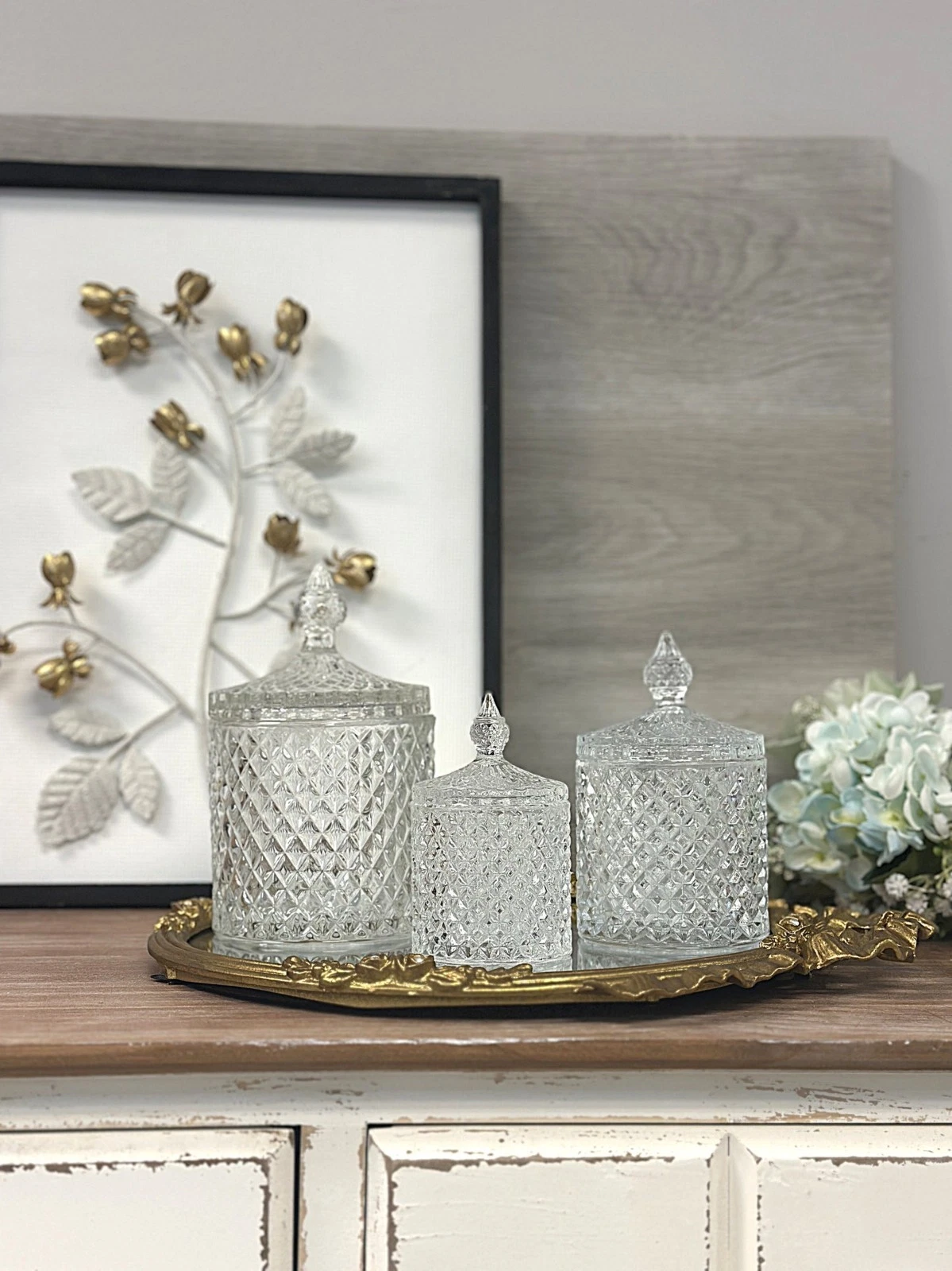 Diamond-Cut Glass Apothecary Jar – Decorative Lidded Storage (Multiple Sizes)
