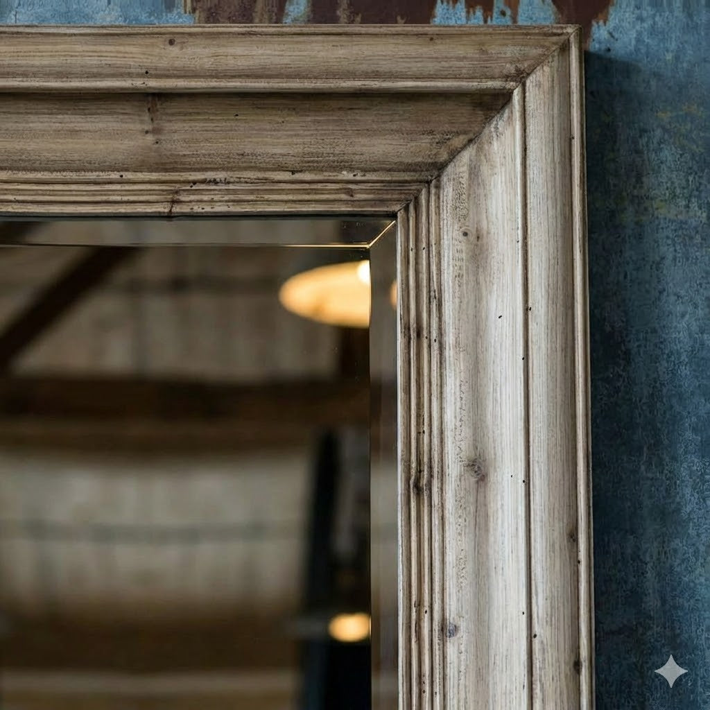 Large Rustic Pine Framed Wall Mirror Vintage Farmhouse Rectangle Mirror 35 X 55