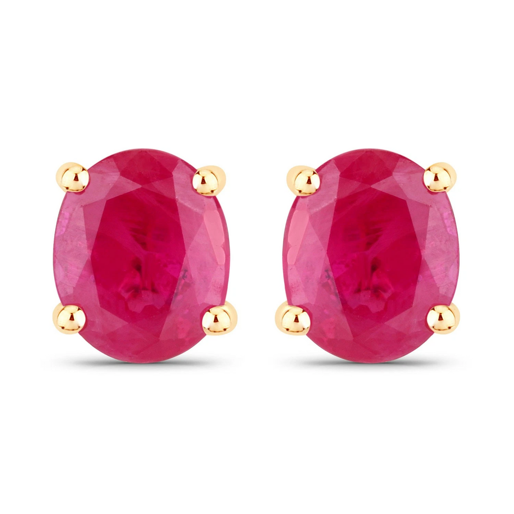 Ruby Stud Earrings | 0.60 Carat Genuine Ruby | Solid 14K Yellow Gold