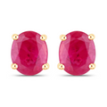 Ruby Stud Earrings | 0.60 Carat Genuine Ruby | Solid 14K Yellow Gold