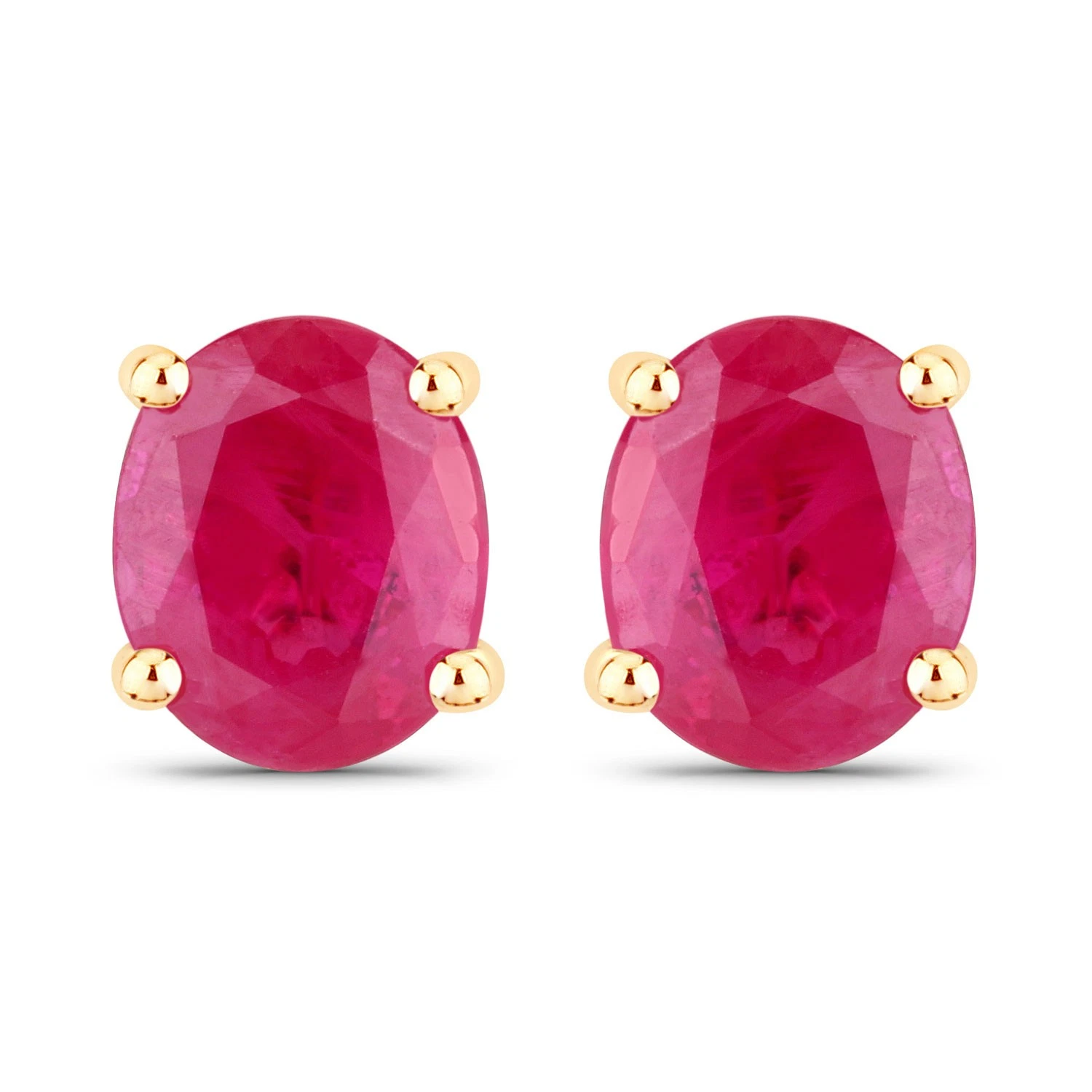 Ruby Stud Earrings | 0.60 Carat Genuine Ruby | Solid 14K Yellow Gold