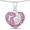 Heart Shaped Stunner Ruby And White Sapphire 925 Sterling Silver Pendant 2 65 Carat Genuine