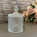 Diamond-Cut Glass Apothecary Jar – Decorative Lidded Storage (Multiple Sizes)